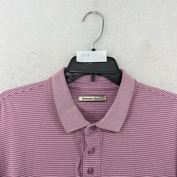 Jamaica Jaxx Polo Shirt Mens XL Purple Pink Striped Short Sleeves Pullover Golf - Picture 12 of 12